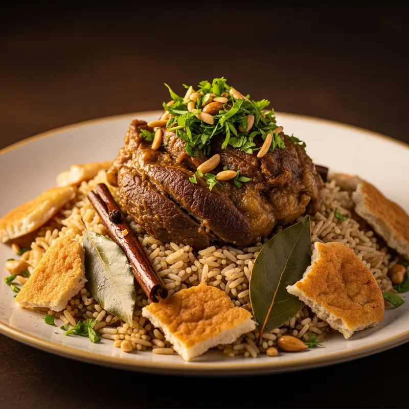 Fattah El-Lahma El-Malakiya: Slow-Braised Lamb with Aromatic Rice and Crispy Baladi Bread
