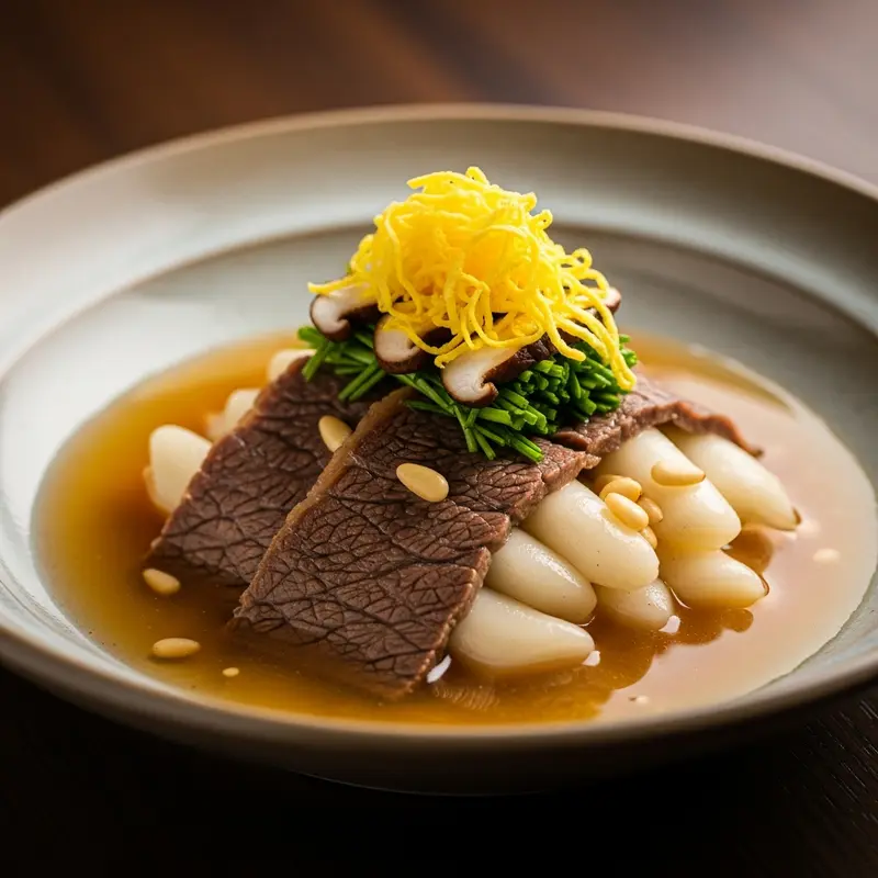 Gungjung Tteokbokki Geumssal: Imperial Rice Cakes with Gold-Standard Beef & Pine Nut Broth