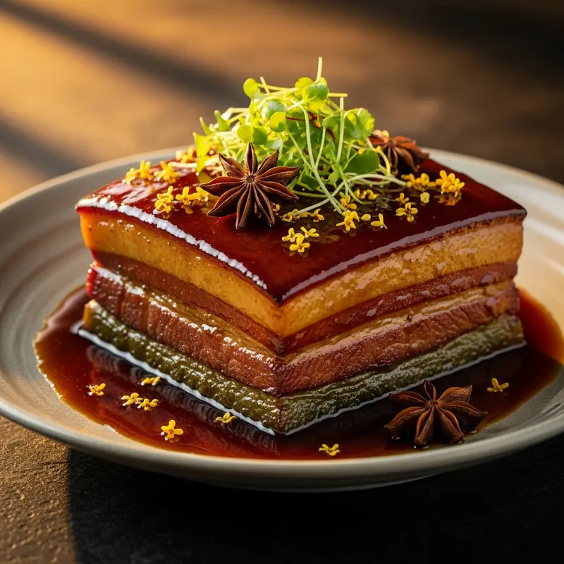 Imperial Jade Glazed Pork Belly with Osmanthus & Star Anise Infusion