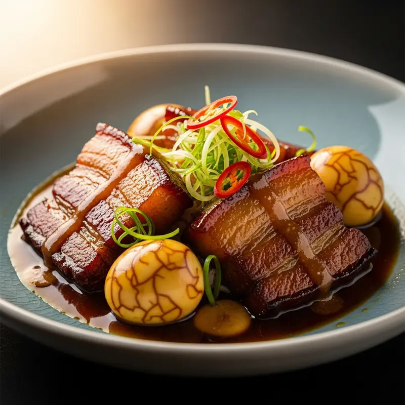 Thịt Kho Tàu Hoàng Gia: Imperial Caramelized Pork Belly with Young Coconut Water & Golden Quail Eggs