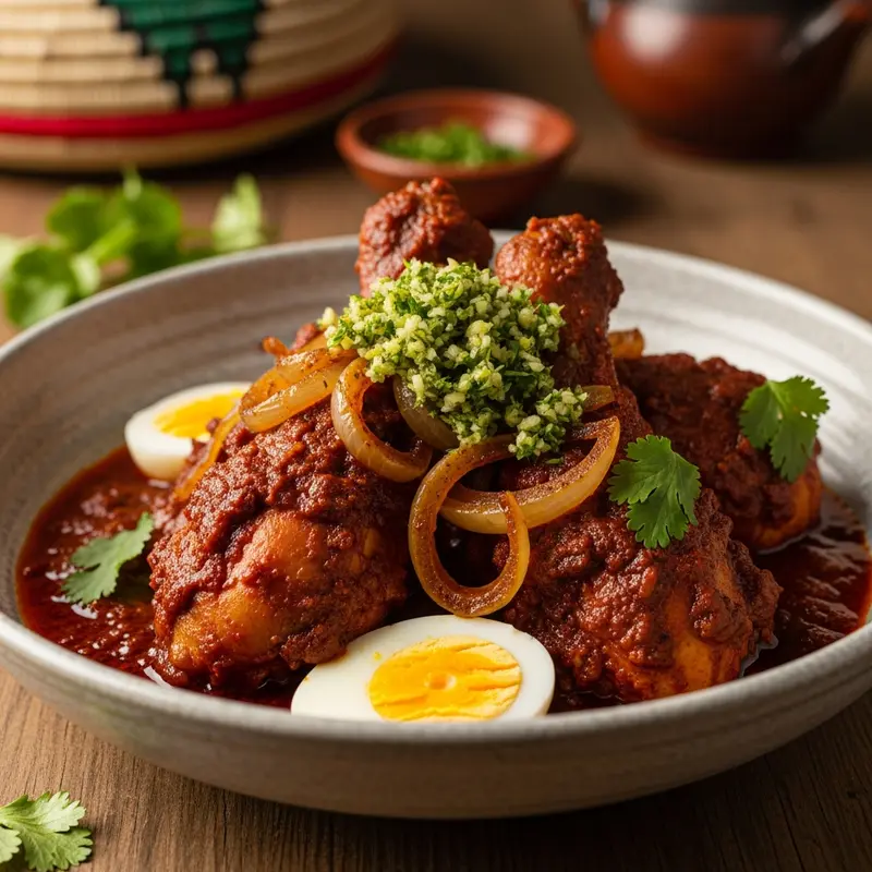 Zesty Berbere Doro Wot: Imperial Chicken Stew with Tej-Braised Onions and Preserved Lemon Gremolata